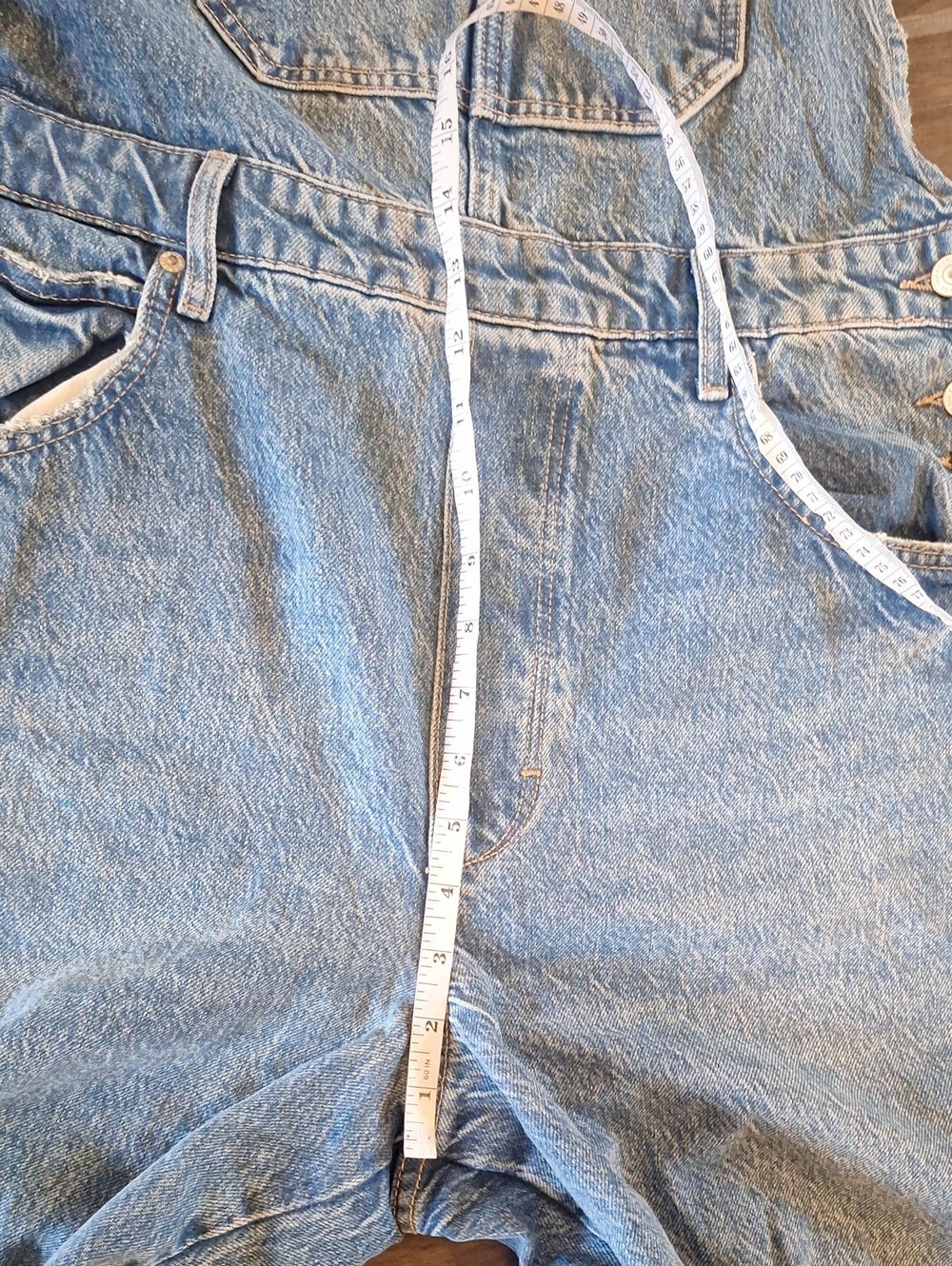 Free People Good Luck Barrel Leg Overalls Blue Cotton Denim XL Farm - Picture 9 of 13